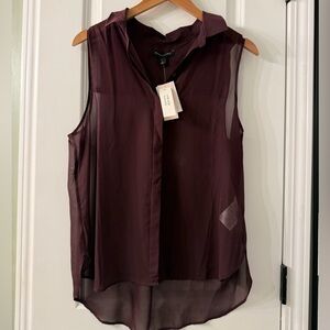 Banana Republic Deep Burgundy Sleeveless Blouse